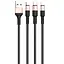 Дата кабель Hoco X26 Xpress 3in1 Lightning -MicroUSB-Type-C (1m) Чорний / Золотий - мініатюра 3