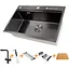 Комплект чорної мийки на кухню та змішувача Nett з нержавіючої сталі NB-7048 - мініатюра 10