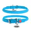 Ошейник для собак кожаный Waudog Glamour с QR-паспортом круглый Д 10 мм Д 33-41 см голубой - миниатюра 1