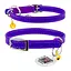 Ошейник для кошек кожаный Waudog Glamour с QR-паспортом без украшений XXS Ш 9 мм Д 22-30 см фиолетовый - миниатюра 1