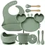 Набір дитячого силіконового посуду для першого прикорму на присосках 9 предметів Краб Green (18974) - мініатюра 1