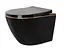 Подвесной унитаз Rea Carlo mini flat gold edge black REA-C8800, Черный матовый - миниатюра 1