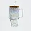 Большая стеклянная кружка с бамбуковой крышкой и трубочкой 750 мл Перламутр Yiwu HP-19-49N - миниатюра 3