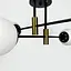Стельова чорна люстра з латунною фурнітурою на 4 білих плафонів Ø 55 см | Line F | Арт. 81188/4 CP+BK+WT - мініатюра 3