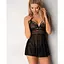 Эротический кружевной комплект с сеточкой Obsessive 838-BAB-1 Babydoll & Thong Black L/XL, черный - миниатюра 5