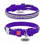 Ошейник для собак кожаный Waudog Glamour с QR-паспортом с украшением "Полотно стразы" XS Ш 12 мм Д 21-29 см фиолетовый - миниатюра 1