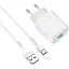 Зарядний пристрій Hoco C72Q USB QC + кабель USB to Type-C білий - мініатюра 1