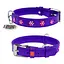 Ошейник для собак кожаный Waudog Glamour с QR-паспортом с клеевыми стразами "Цветы" Ш 15 мм Д 27-36 см фиолетовый - миниатюра 1