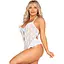 Боді Leg Avenue Lace Floral Lace Halter Teddy With Flutter Accent One Size, White - мініатюра 4