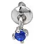 Серебряная моносерьга пуссета с фианитом. 3004.2С Синий - миниатюра 1