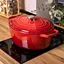 Гусятница чугунная эмалированная красная 6 литров Ø26 см с крышкой для тушения и запекания Yiwu HP-1-10-RED - миниатюра 5