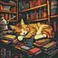 Алмазная мозаика Пушистый книголюб ©art_selena_ua AMO7648 Идейка 40х40 см - миниатюра 1