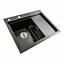 Кухонная мойка черная PVD 58x48 L Platinum Handmade (два отверстия, круглый сифон 3,0/0,8), Черный - миниатюра 2