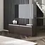 Тумба під телевізор Vays у вітальню, сучасна з полицями, без ручок R-31 Венге Темний-Білі планки - мініатюра 1