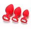Комплект силіконових анальних пробок із кристалом SKN-KSIL-06 (розмір S, M, L), Червоний - мініатюра 1