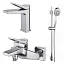 Комплект змішувачів для ванної кімнати Cersanit Cromo B247 S601-127 з душовим набором Neno 30412 - мініатюра 1