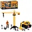 Набор стройтехники, 210-162C, экскаватор инерционный, кран, звук, свет, подвижные детали, фигурка, дорожные знаки - миниатюра 1