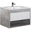 Тумба Мойдодир Oslo 80 Loft з умивальником Su-80 бетон/Білий Сірий - мініатюра 1