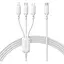 Кабель 3 в 1 Baseus Silky One-for-Three Fast Charging Cable USB-C to M+L+C 100W 1.5 м Білий - мініатюра 1