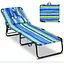 Шезлонг Costway Hanna розкладний з отвором для обличчя синьо-зелений - мініатюра 4