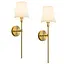 Настінні світильники Tipace із латуні з білою тканиною, 2 шт. Сучасні настінні бра для внутрішнього настінного кріплення - мініатюра 1