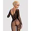Бодистокинг Obsessive Bodystocking F210 S/M/L Black, рукава-митенки, сетка, цветное кружево - миниатюра 2