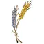 Брошь-булавка колоски пшеницы 6.4 x 2.7 см со стразами Желто-Голубая - миниатюра 1