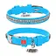 Ошейник для собак кожаный Waudog Glamour с QR-паспортом с украшением "Полотно стразы" XS Ш 12 мм Д 21-29 см голубой - миниатюра 1