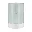 Душевая кабина Latwa SC80x80.SAT.HIGH.FR полукруглая, стекло Frost 4 мм + Душевой поддон Kapielka ST80x80x41, с панелью Lidz, Универсальная, матовая - миниатюра 1