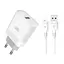 Мережевий зарядний пристрій XO L63 15W FAST EU QC3.0 charger with apple cable Білий - мініатюра 1