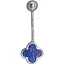 Серебряная серьга для пирсинга пупка Ирий Клевер с лазуритом. 6026.3 - миниатюра 1