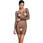 Бодистокинг-платье с глубоким воротом Passion BS093 black длинные рукава One size - миниатюра 1