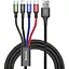 Кабель Baseus Fast 4 in 1 Cable For iP + Type-C 2 + Micro 3.5A 1.2 м Черный - миниатюра 1