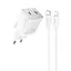 МЗП Hoco N42 Elogiado PD45W (2USB-C) + кабель Type-C to Lightning White - мініатюра 1
