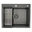 Кухонная мойка Gappo GS6050-6 накладная 600x500 мм, нержавеющая сталь, поверхность PVD, Черный - миниатюра 2