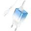 СЗарядний пристрій Hoco C101A 20W PD (Type-C) + Кабель Type-C to Lightning біло-блакитне - мініатюра 1