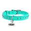Ошейник для собак кожаный Waudog Glamour с QR-паспортом с клеевыми стразами Ш 15 мм Д 27-36 см ментоловый - миниатюра 3