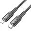 Дата кабель Hoco U120 Transparent explore intelligent power-off PD 27W Type-C to Lightning (1.2m) Black - мініатюра 3