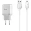 Блок живлення Адаптер мережевий Hoco Lightning cable C22A 1 USB-вихід набір білий - мініатюра 1