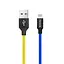 Кабель USB AM - Lightning, 1 м, желтый/синий, ColorWay, 2.4A (CW-CBUL052-BLY) - миниатюра 1