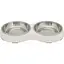 Миска Trixie для котів, подвійна, біла, 27х3х14 см (меламін/метал) - мініатюра 1