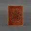 Кожаная обложка для паспорта с украинским гербом светло-коричневая - миниатюра 6