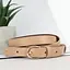 Ремень женский кожаный бежевый PS-2045 (115 см) под брюки с золотой пряжкой - миниатюра 1