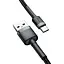 Кабель Baseus Cafule USB для Type-C 3A 1m grey black (CATKLF-BG1) - мініатюра 3