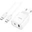 Мережевий зарядний пристрій з кабелем Hoco C80A Plus Rapido PD20W+QC3. 0 charger set(Type-C to Type-C) білий - мініатюра 1