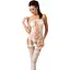 Бодистокинг Passion BS054 White, комбинезон, имитация чулок, открытый животик - миниатюра 1