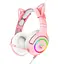 Игровые наушники с кошачьими ушками Onikuma K9 3.5. c микрофоном |Проводные наушники для стриминга. Розовые - миниатюра 1