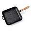 Сковорода-гриль чугунная Maysternya с деревянной ручкой 28×28 см подходит для индукционных плит Черный 81427 - миниатюра 9