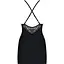 Сатиновый комплект для сна с кружевом Obsessive 828-CHE-1 chemise & Thong S/M, черный - миниатюра 2