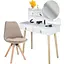 Туалетний столик Jumi Scandi з дзеркалом (шкіряні ручки) білий + стілець Saida бежевий - мініатюра 2